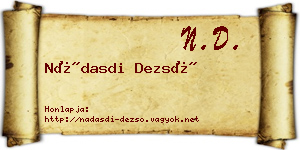 Nádasdi Dezső névjegykártya